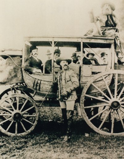 The Deadwood stagecoach in London - Buffalo Bill standing, John Nelson in the box by English Photographer